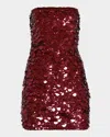 Retroféte Nolia Sequin Strapless Bodycon Mini Dress In Mulberry