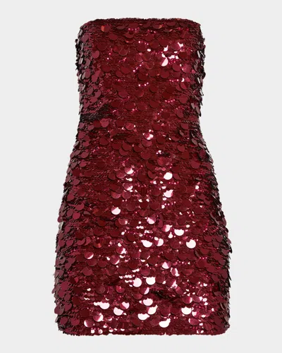 Retroféte Nolia Sequin Strapless Bodycon Mini Dress In Mulberry