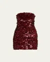 Retroféte Nolia Sequin Strapless Bodycon Mini Dress In Mulberry