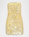 Retroféte Nolia Strapless Sequined Mini Dress In Yuzu
