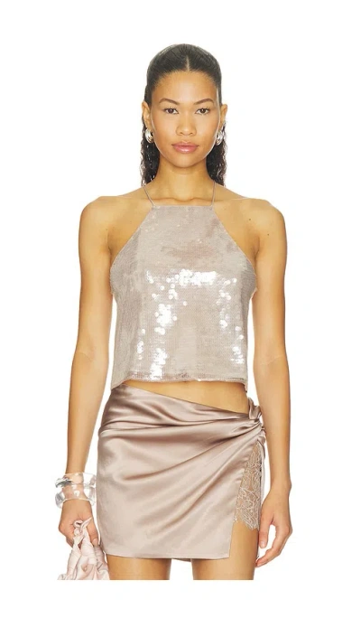 Retroféte Norma Sequin Top In Truffle