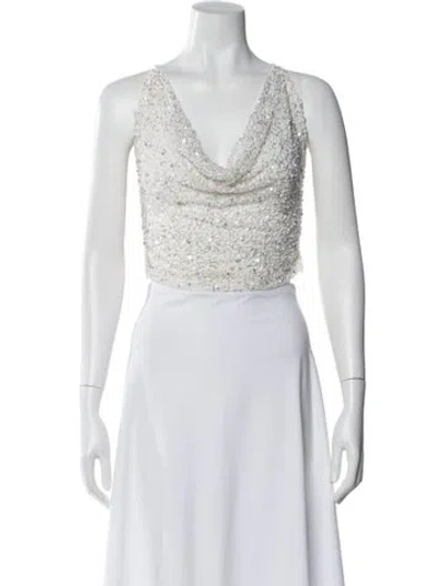 Pre-owned Retroféte Nylon Cowl Neck Crop Top In Neutral