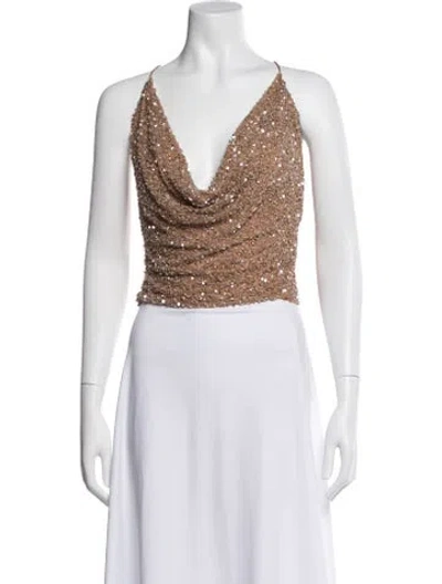 Pre-owned Retroféte Nylon Cowl Neck Crop Top In Neutral