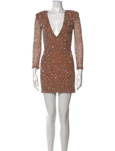 Pre-owned Retroféte Nylon Mini Dress In Brown