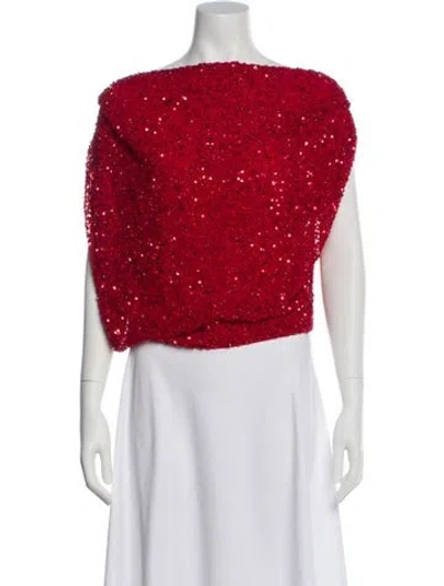 Pre-owned Retroféte Nylon Off-the-shoulder Top In Red