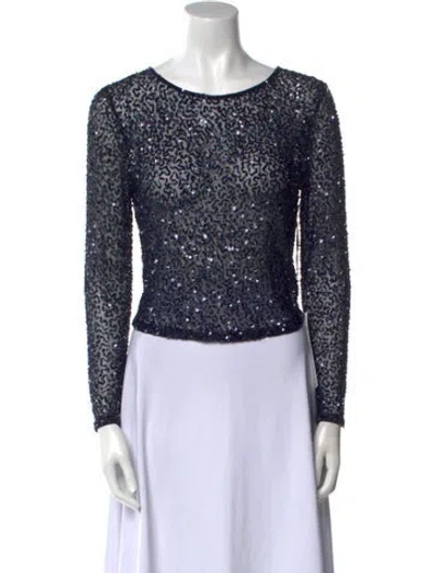 Pre-owned Retroféte Nylon Scoop Neck Crop Top In Blue