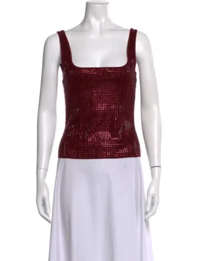 Pre-owned Retroféte Nylon Square Neckline Top W/ Tags In Red