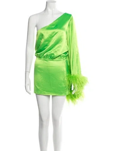 Pre-owned Retroféte Off-the-shoulder Mini Dress In Green