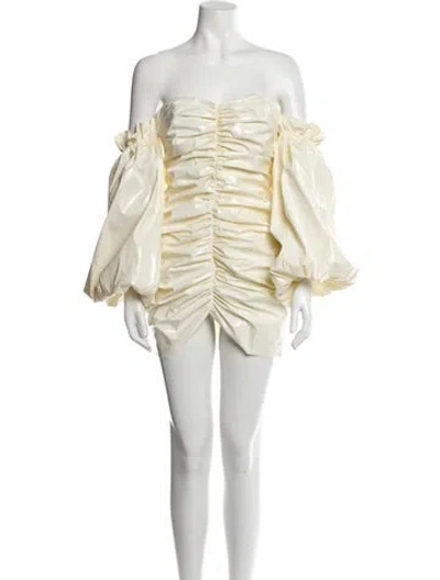 Pre-owned Retroféte Off-the-shoulder Mini Dress In Neutral