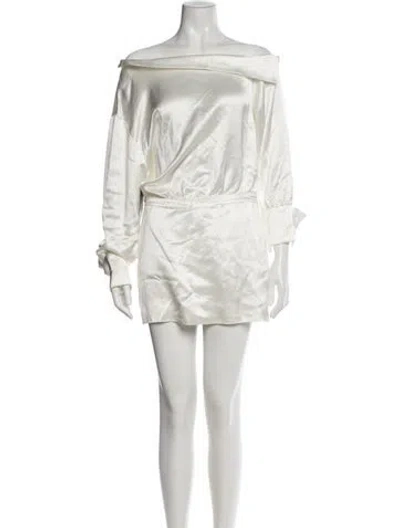 Pre-owned Retroféte Off-the-shoulder Mini Dress In White