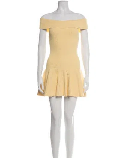 Pre-owned Retroféte Off-the-shoulder Mini Dress In Yellow