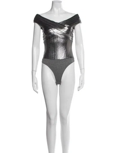 Pre-owned Retroféte Off-the-shoulder Sleeveless Bodysuit In Metallic/silver