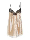 Retroféte Olive Sequin Dress Cream In Beige