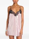 Retroféte Olive Sequin Lace-trimmed Slip Dress In Pink