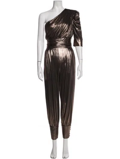 Pre-owned Retroféte One-shoulder Jumpsuit In Brown