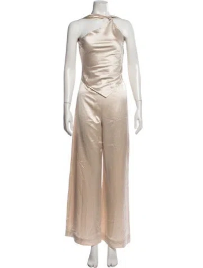 Pre-owned Retroféte One-shoulder Jumpsuit In Neutrals