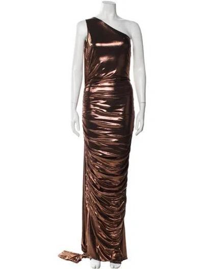 Pre-owned Retroféte One-shoulder Long Dress In Brown