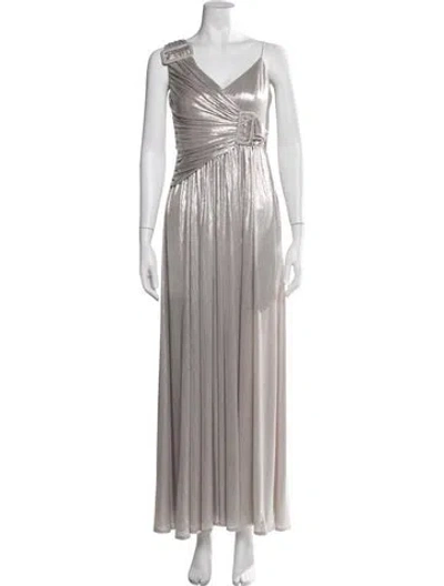 Pre-owned Retroféte One-shoulder Long Dress In Gray