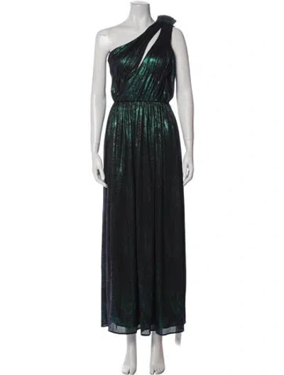 Pre-owned Retroféte One-shoulder Long Dress In Green