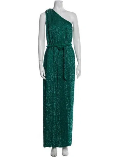 Pre-owned Retroféte One-shoulder Long Dress In Green