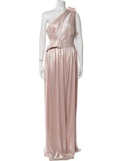 Pre-owned Retroféte One-shoulder Long Dress In Metallic/pink