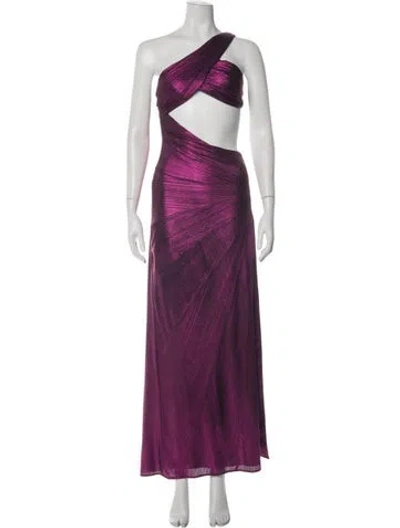 Pre-owned Retroféte One-shoulder Long Dress In Purple
