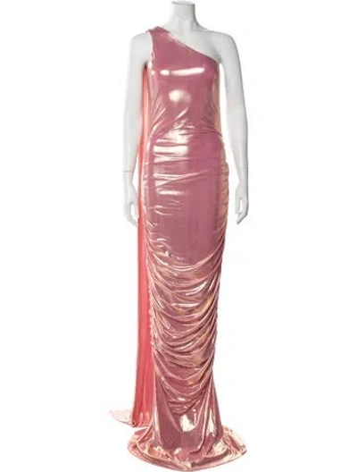 Pre-owned Retroféte One-shoulder Long Dress W/ Tags In Gold/metallic/pink