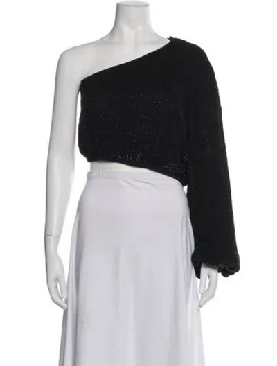 Pre-owned Retroféte One-shoulder Long Sleeve Crop Top In Gray