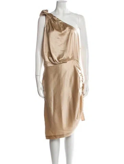 Pre-owned Retroféte One-shoulder Midi Length Dress In Neutral