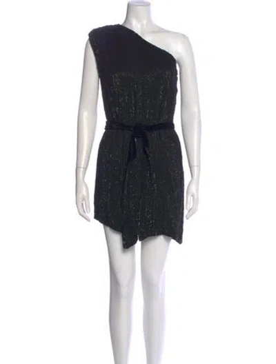 Pre-owned Retroféte One-shoulder Mini Dress In Black