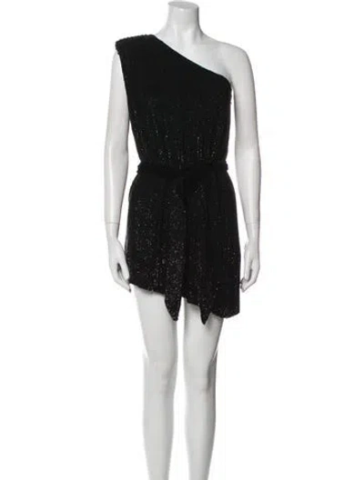 Pre-owned Retroféte One-shoulder Mini Dress In Black