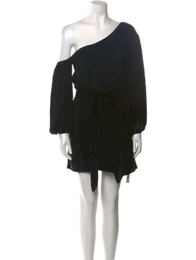 Pre-owned Retroféte One-shoulder Mini Dress In Black