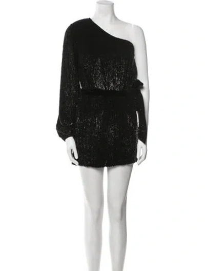 Pre-owned Retroféte One-shoulder Mini Dress In Black