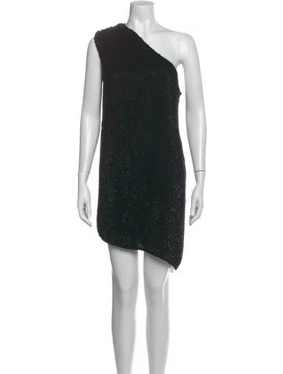 Pre-owned Retroféte One-shoulder Mini Dress In Black