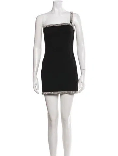 Pre-owned Retroféte One-shoulder Mini Dress In Black