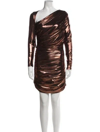 Pre-owned Retroféte One-shoulder Mini Dress In Brown