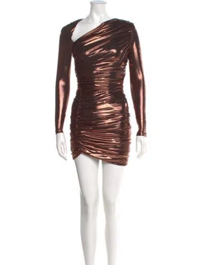Pre-owned Retroféte One-shoulder Mini Dress In Brown