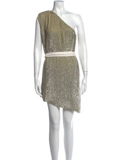 Pre-owned Retroféte One-shoulder Mini Dress In Gold