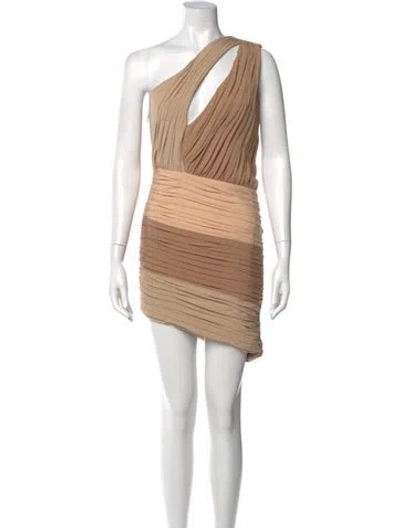 Pre-owned Retroféte One-shoulder Mini Dress In Neutral