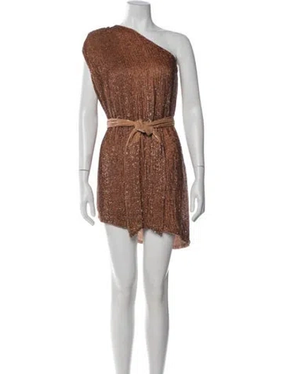 Pre-owned Retroféte One-shoulder Mini Dress In Orange