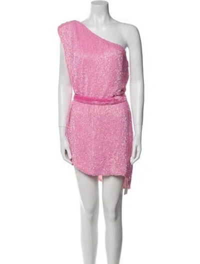 Pre-owned Retroféte One-shoulder Mini Dress In Pink