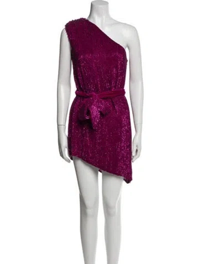 Pre-owned Retroféte One-shoulder Mini Dress In Purple