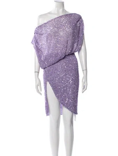 Pre-owned Retroféte One-shoulder Mini Dress In Purple