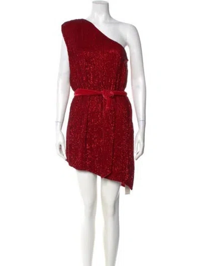 Pre-owned Retroféte One-shoulder Mini Dress In Red