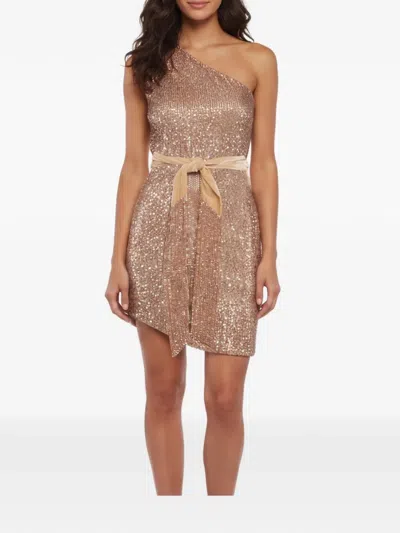 Pre-owned Retroféte One-shoulder Sequin-embellished Mini Dress In Gold