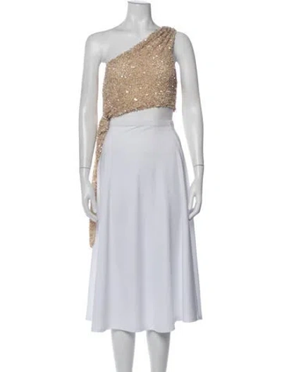 Pre-owned Retroféte One-shoulder Sleeveless Crop Top In Neutral