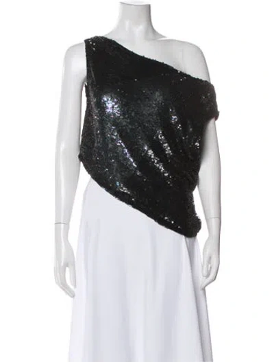 Pre-owned Retroféte One-shoulder Sleeveless Top In Black