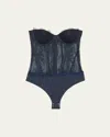 Retroféte Otto Lace Bodysuit In Navy