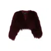 Retroféte Luxe Cropped Fur Jacket In Burgundy