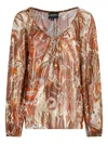 Retroféte Paisley Metallic Blouse In Orange